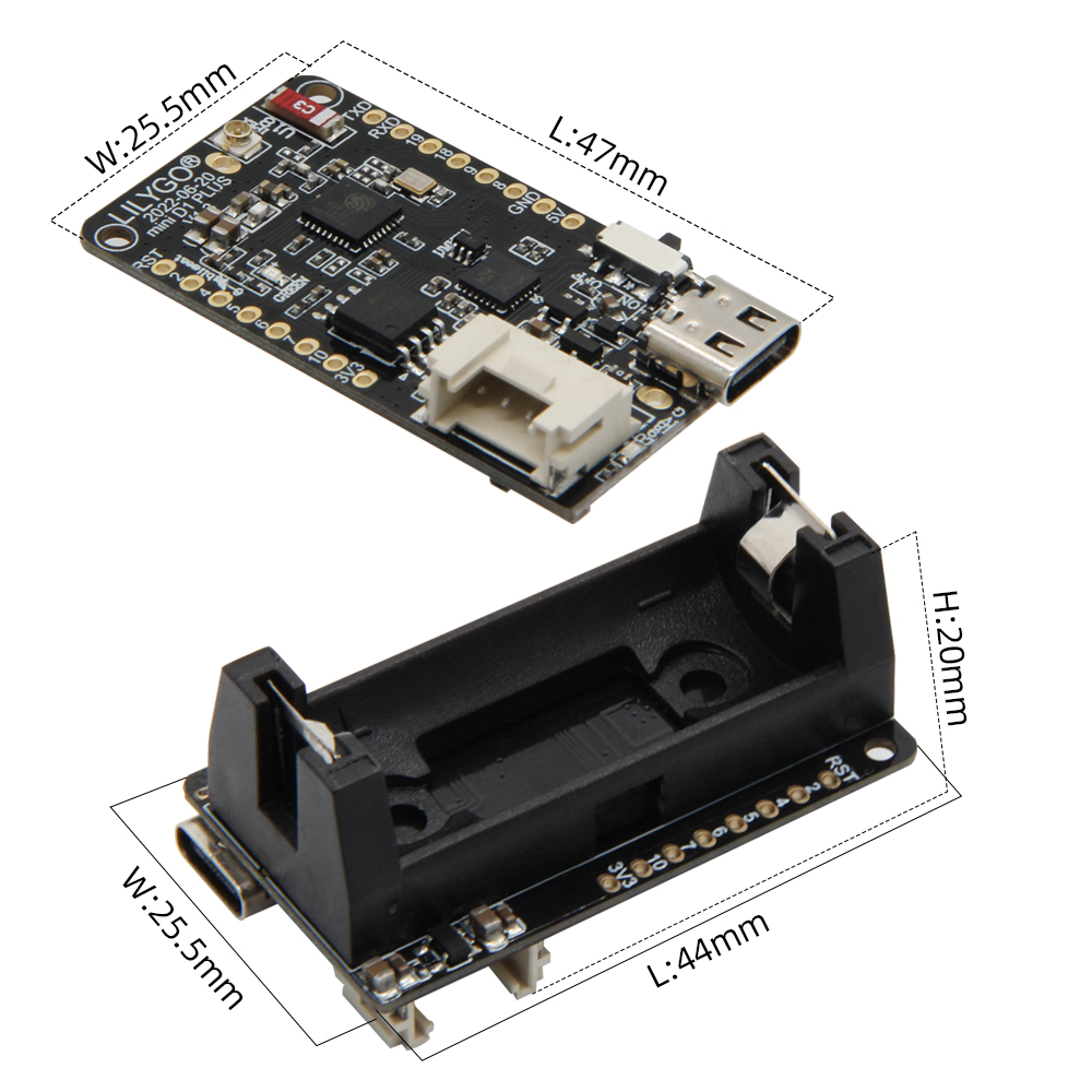 LILYGO® TTGO T-OI Plus ESP32-C - огляд і ціна Esp32 Battery Holder Lipo